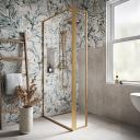 Amien Brushed Gold Clear Glass Shower Screen