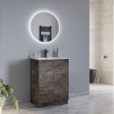 Odion Metallic Floor Standing Vanity Unit with White Basin 600mm