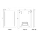 Siena Battery Operated LED Bathroom Mirror 500x700mm Dimension Drawing
