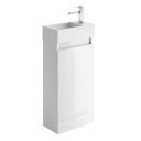 Compact Gloss White Floor Standing Cloakroom Vanity Unit 390mm