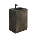 Odion Metallic Floor Standing Vanity Unit with Black Basin 600mm