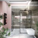 Amien Matt Black Horizontal Framed Shower Screen