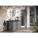 Neon Gloss Titanium Grey Floor Standing Vanity Unit with Grey Glass Basin 1200mm