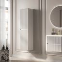 Liora Wall Hung Matt White Ribbed Tall Storage Unit