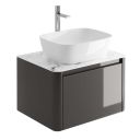 Callerton Titanium Grey Wall Hung Vanity Unit with White Marble Worktop 650mm