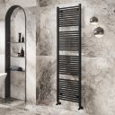 Neptune Matt Black Heated Towel Rail 1800x500mm