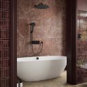 Aqualisa S3 black Smart Digital Shower Triple Outlet (Slide Rail Kit with Fixed Wall Head) HP/Combi Displayed in a modern roomset with stone brown tiles