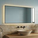 Rione Black Rectangular Backlit LED Heated Bathroom Mirror 850x550mm