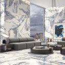 Charlie Blue Marble Polished Porcelain Tile 1200x1200mm