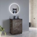 Odion Metallic Floor Standing Vanity Unit with Black Basin 600mm