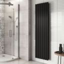 Perth Matt Black Double Vertical Flat Panel Radiator 1200x476mm