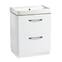 Tavistock Compass Gloss White Double Drawer Floor Standing Vanity Unit with Ceramic Basin 600mm