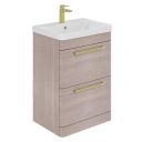 Esk Stone Grey Floor Standing Vanity Unit and Basin with Brushed Gold Handles 500mm