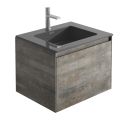 Odion Metallic Wall Hung Vanity Unit with Black Basin 500mm
