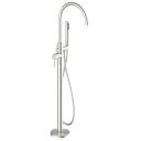 Moray Brushed Nickel Floor Standing Bath Tap With Hand Held Shower