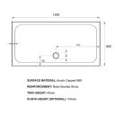 Kstone Rectangular Shower Tray 1500x900mm Spec Drawing
