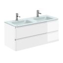 Neon Gloss White Wall Hung Vanity Unit with Opal Glass Basin 1200mm