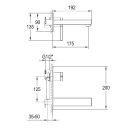 Samu Chrome Wall Mounted Basin Mixer Tap dimensions
