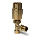Thermostatic Brushed Gold Angled Pair of Radiator Valves