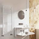 Neptune White Heated Towel Rail 1200x500mm