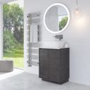 Snowdon 600mm Floor Standing Vanity Unit with White Worktop in Leached Oak