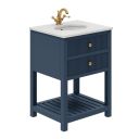 Addison Ribbed Blue 600mm Floor Standing Vanity Unit