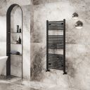 Neptune Matt Black Heated Towel Rail 1200x400mm