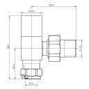 Square Angled Pair of Radiator Valves Spec Drawing