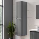 Wish Ribbed Charcoal Wall Hung Tall Storage Cabinet