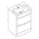 Floor Standing 600mm Vanity Unit in Matt White Dimensions