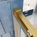 Fabio Brushed Gold Sliding Shower Door Quadrant