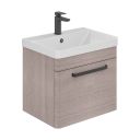 Esk Stone Grey Wall Hung Vanity Unit and Basin with Black Handles 500mm