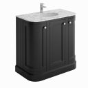 Richmond Black Curved Traditional Floor Standing Vanity Unit with White Marble Top 900mm