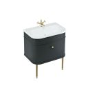 Burlington Chalfont Matt Black Single Drawer Vanity Unit and Basin with Gold Legs 750mm
