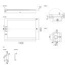 Neo Anthracite Slate Effect Shower Tray 1400x800mm Spec Drawing