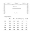 Sana Chrome Sliding Shower Door Opening Sizes