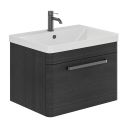 Esk Black Wall Hung Vanity Unit and Basin with Gunmetal Handles 800mm