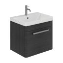Esk Black Wall Hung Vanity Unit and Basin with Brushed Nickel Handles 500mm