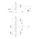 Urban Brushed Nickel Wall Mounted Bath Tap - dimensions