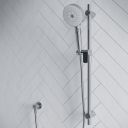 Aqualisa S3 Chrome Slide Rail Kit detailed view upon a white tiled background
