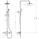 Elora Brushed Bronze Round Thermostatic Shower Pack Dimension Drawing