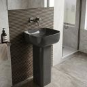 Verity Grafite Gloss Square Full Pedestal Basin