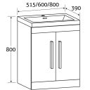 Nante Dark Elm Floor Standing Vanity Unit with Ceramic Basin 515mm