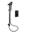 Zena Matt Black Single Outlet Square Concealed Valve with Slide Rail Kit