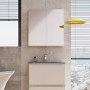 Neon Double Door Bathroom Mirrored Wall Cabinet
