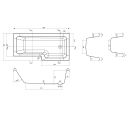 Lorenz Right Hand L-Shape Shower Bath 1700x820mm dimensions