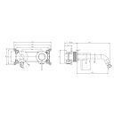 Elora Wall Mounted Basin Mixer Spec Drawing