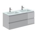 Neon Gloss Light Grey Wall Hung Vanity Unit with Opal Glass Basin 1200mm