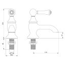 Warwick Brushed Gold Basin Pillar Taps Dimension Drawing