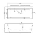 Milo White Freestanding Double Skinned Acrylic Bath 1680x800mm - Dimensions